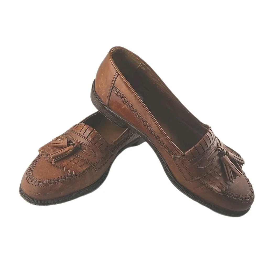 Cable & Co Tassel Brown Loafers Men's SZ 9 Made in Italy‎ Leather Fringe Preppy